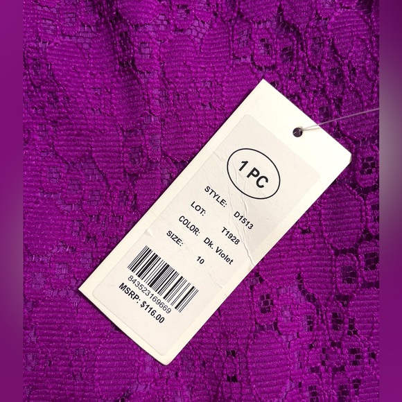Giovanna lace 3/4 sleeve violet colored shift dress size 10 - Picture 10 of 13